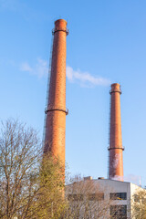 red brick boiler house pipes