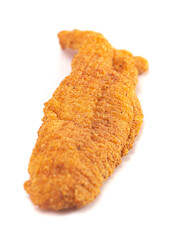Breaded and Fried Fish Fillets on a White Background