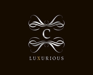 letter C luxurious alphabet for bridal, wedding, jewelry, eye lash, nail art, beauty care logo, personal branding image, make up artist, or any other royal brand and company