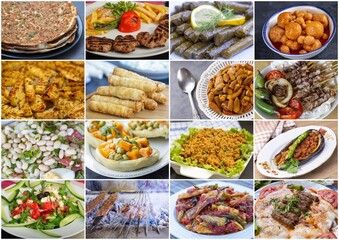 Traditional delicious Turkish foods collage