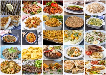 Traditional delicious Turkish foods collage