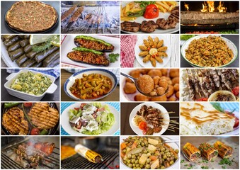Traditional delicious Turkish foods collage
