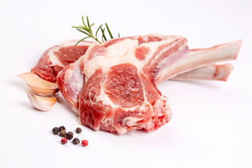 Raw lamb chops, food concept photo