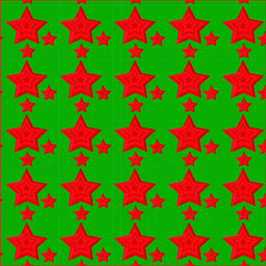 Fototapeta na wymiar Padrón de estrellas rojas en fondo verde