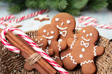 gingerbread man cookies with Christmas decoration
