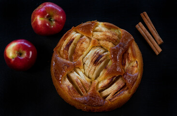 Typical apple pie with  cinnamon