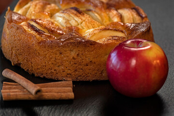 Typical apple pie with  cinnamon