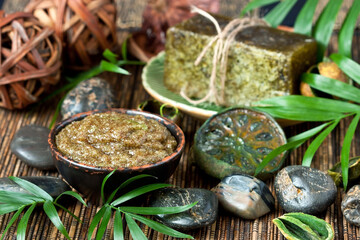 Aromatic spa set with soap and scrub