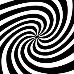 Opt art style background. Black white abstract spiral 