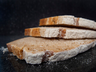 Slices of healthy diet bread, macro photograph 