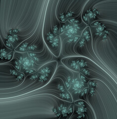 Green dark phosphorescent flowers abstract floral background with flowers