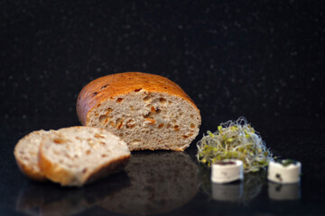 Italian Sun-dried Tomato Ciabatta with sprouts and cheese
