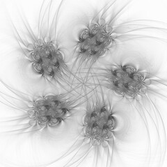 Abstract fractal illustration for creative design looks like flower on black background.