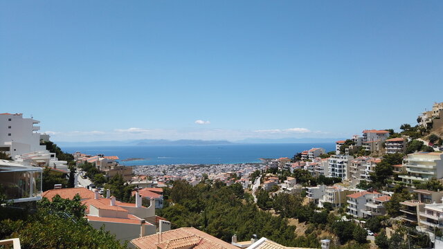 Panoramic view from a house in Voula, Athens Greece