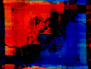 Abstract background. A striking illustration in a combination of red, black, blue, yellow and green.