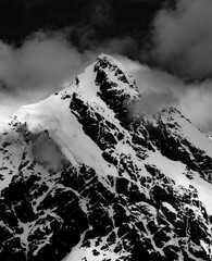 Mountain in winter black and white