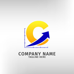 letter C traffic sales icon logo template for marketing company and financial or any other business