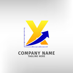 letter X traffic sales icon logo template for marketing company and financial or any other business