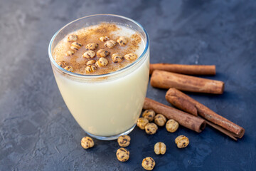 Boza or Bosa, traditional Turkish drink with roasted chickpea
