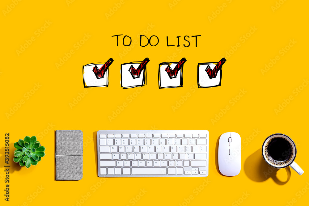 Poster to do list with a computer keyboard and a mouse