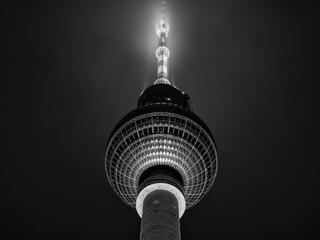 The Berlin TV tower in black and white