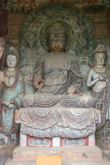 Close-up of various dynasties Buddha in maijishan grottoes
