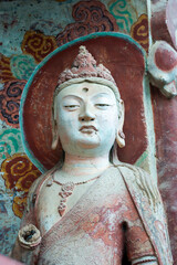 Close-up of various dynasties Buddha in maijishan grottoes