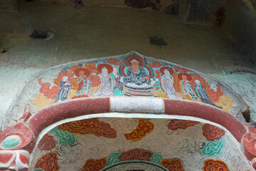 Close-up of various dynasties Buddha in maijishan grottoes