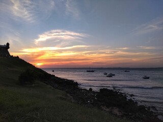 Obraz premium Sunset - Farol da Barra - Salvador, Bahia, Brazil Salvador is known for its Portuguese colonial architecture, Afro-Brazilian culture and a tropical coastline. 