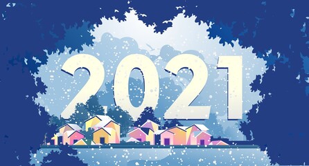 2021 horizontal english city calendar