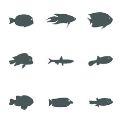 set of fish icon collection