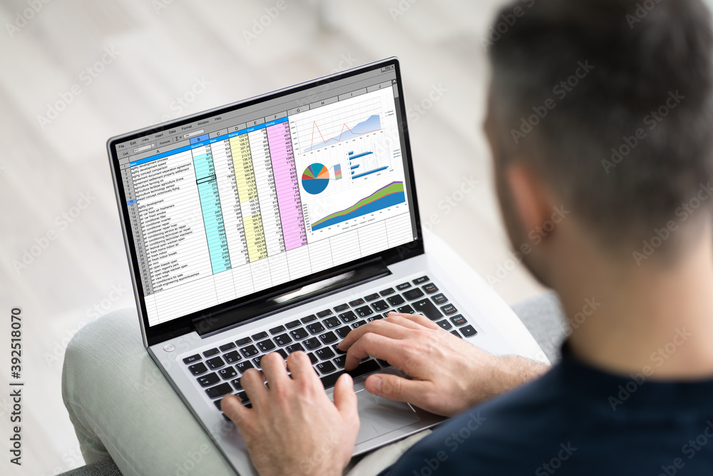 Poster Man Using Spreadsheet Data