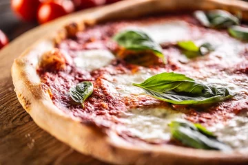 Foto op Plexiglas Pizza Napoletana - Napoli tomato sauce mozzarella and basil © weyo