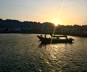 Sunset on the sea in Aden 