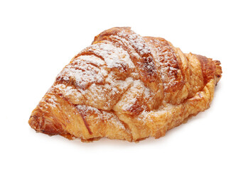 single delicious croissant isolated on white background