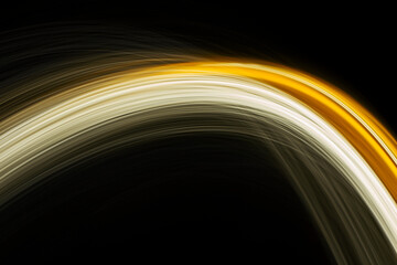 rounded yellow and white light lines on a black background