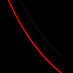 rounded red and green light lines on a black background