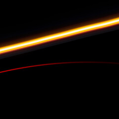 straight yellow and red light lines on a black background