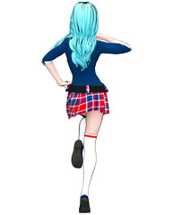 3D japanese anime schoolgirl.