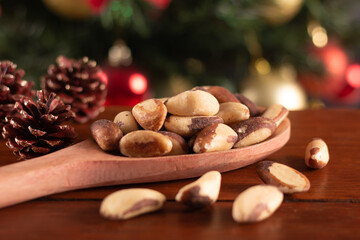 Chestnuts traditional Christmas food. Christmas Party Decoration.