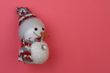 New Year snowman symbol. The traditional stereotype of the Christmas holidays. Copy space for text