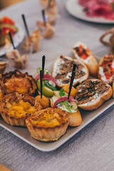 Catering table set service at restaurant before party