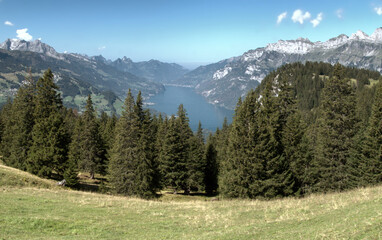 Walensee in the Swiss Alps seen from Flumserberg