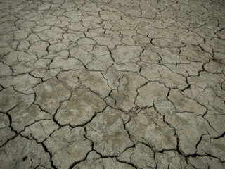 The bottom of a dry lake without plants in summer