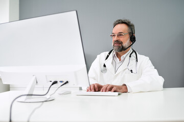 Senior Older Man Doctor Video Conference