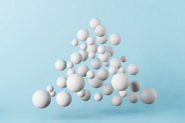 christmas concept, christmas tree made of balls on blue background, copy space