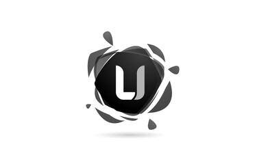U alphabet letter logo icon. Black and white creative template design with broken splash for business and company