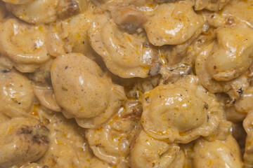 Dumplings. Culinary background with selective focus