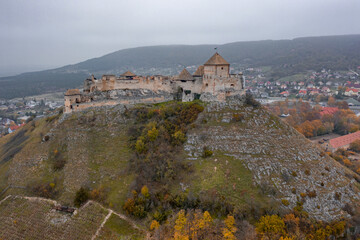 Fototapeta na wymiar Hungary - Sümegi vár, Sümeg vára, The castle of Sumeg from drone view