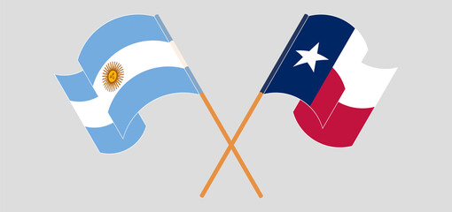 Crossed and waving flags of the State of Texas and Argentina